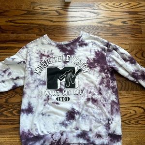 Purple Tie- Die crewneck MTV sweatshirt.